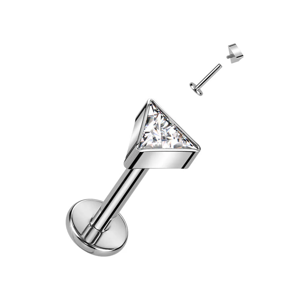 Tytan labret cyrkonia trójkąt gwint wewnętrzny - Image 3