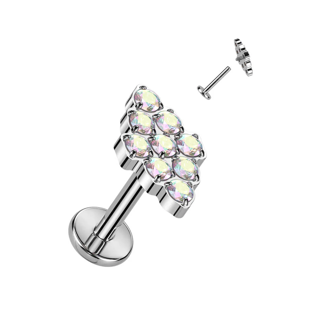 Tytan labret cyrkonia w kształcie diamentu gwint wewnętrzny - Image 2