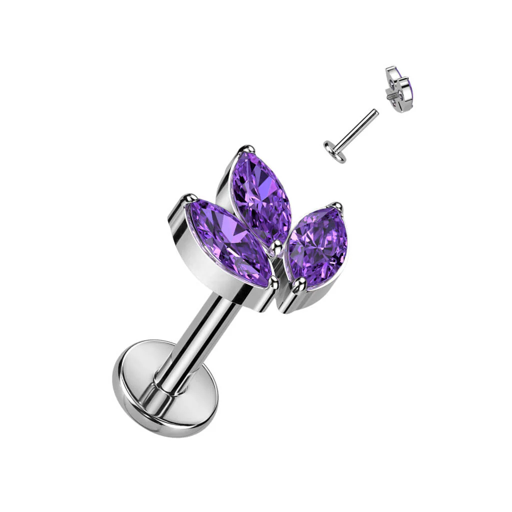 Tytan labret liść cyrkonia gwint wewnętrzny - Image 2