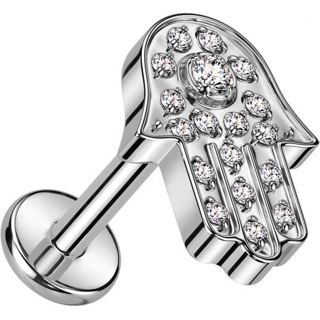 Tytan labret hamsa cyrkonia gwint wewnętrzny - Image 3