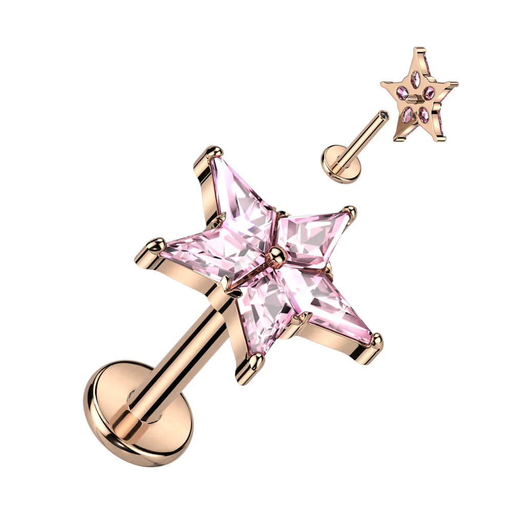 Tytan labret cyrkonia gwiazdka gwint wewnętrzny - Image 4