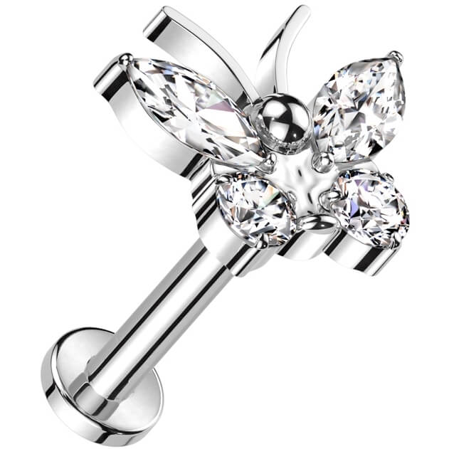 Tytan labret motyl cyrkonia gwint wewnętrzny - Image 2