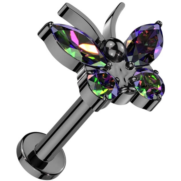 Tytan labret motyl cyrkonia gwint wewnętrzny - Image 4