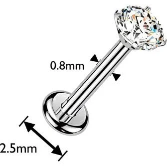 Tytan labret cyrkonia w pazurkach gwint wewnętrzny - Image 2