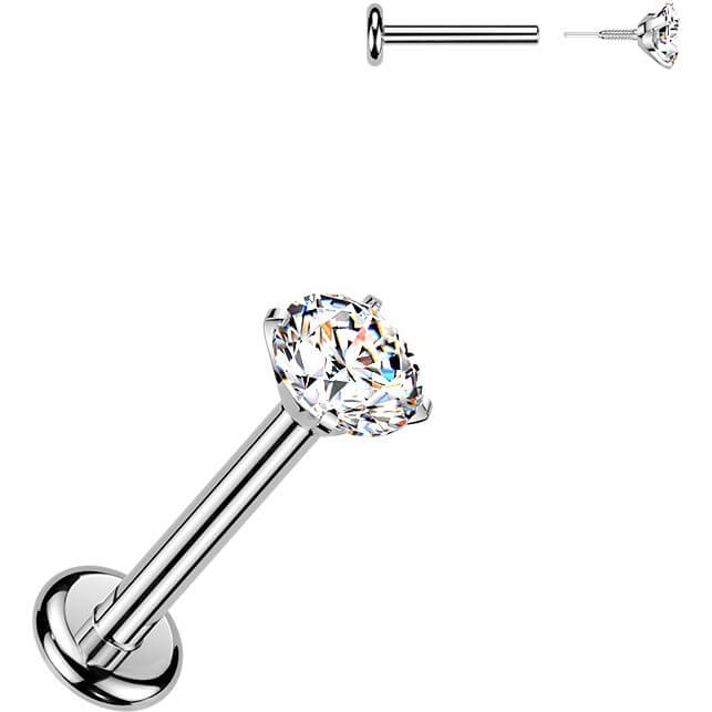 Tytan labret cyrkonia w pazurkach gwint wewnętrzny - Image 4