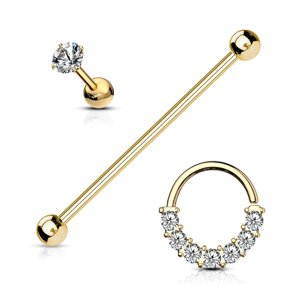 Sztanga zestaw sztanga industrial labret kółko cyrkonie, 3 sztuki - Image 4