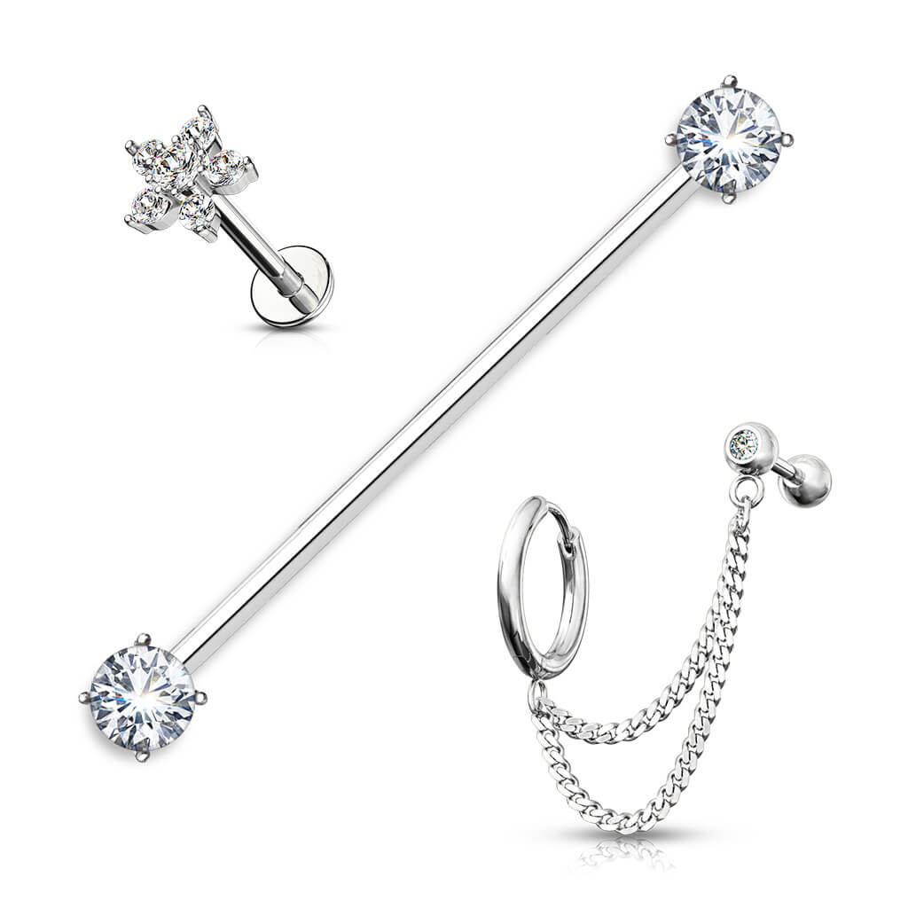 Pakiet zestaw kolczyków do ucha labret sztanga industrial, 3 sztuki - Image 6