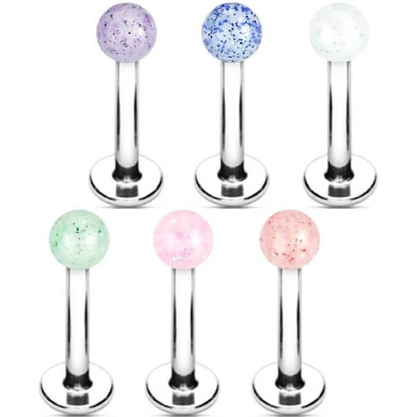 Labret akrylowa kulka z brokatem, 6 sztuk