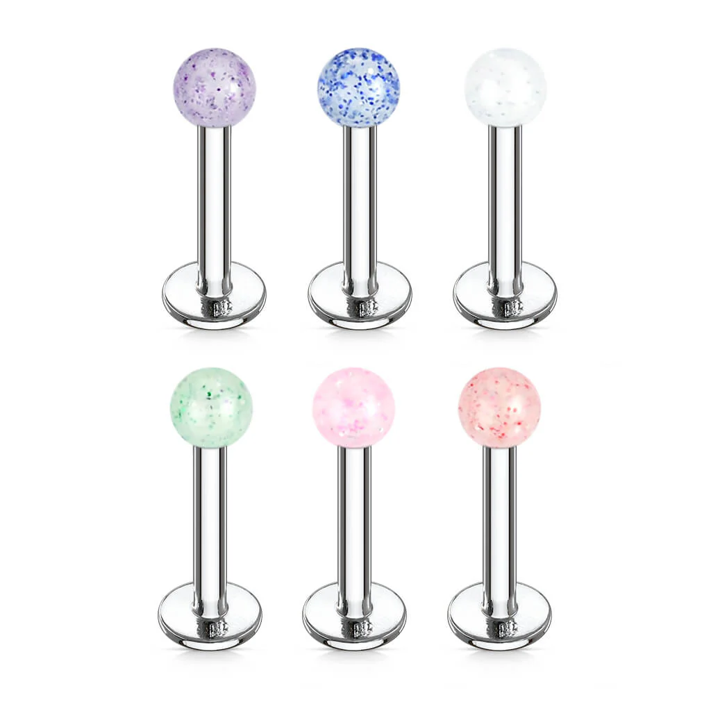 Labret akrylowa kulka z brokatem, 6 sztuk - Image 2