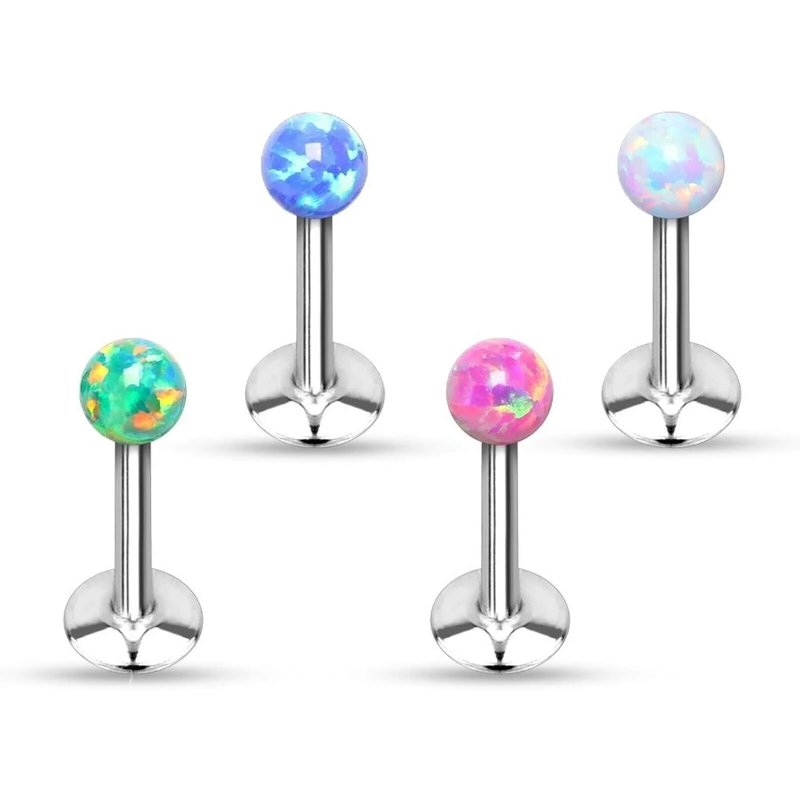 Labret kulka opal gwint wewnętrzny, 4 sztuki