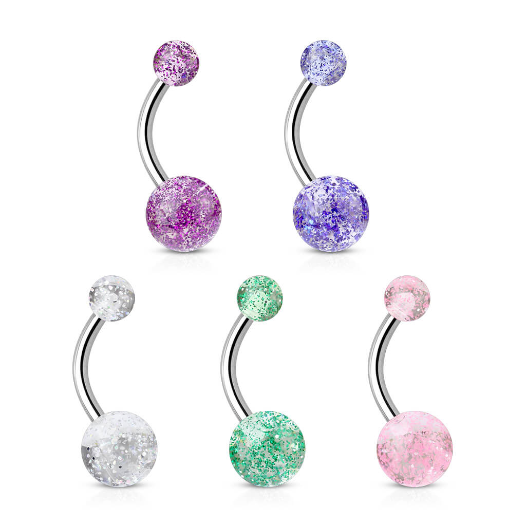 Kolczyk do pępka akrylowa kulka ultra glitter, 5 sztuk - Image 2