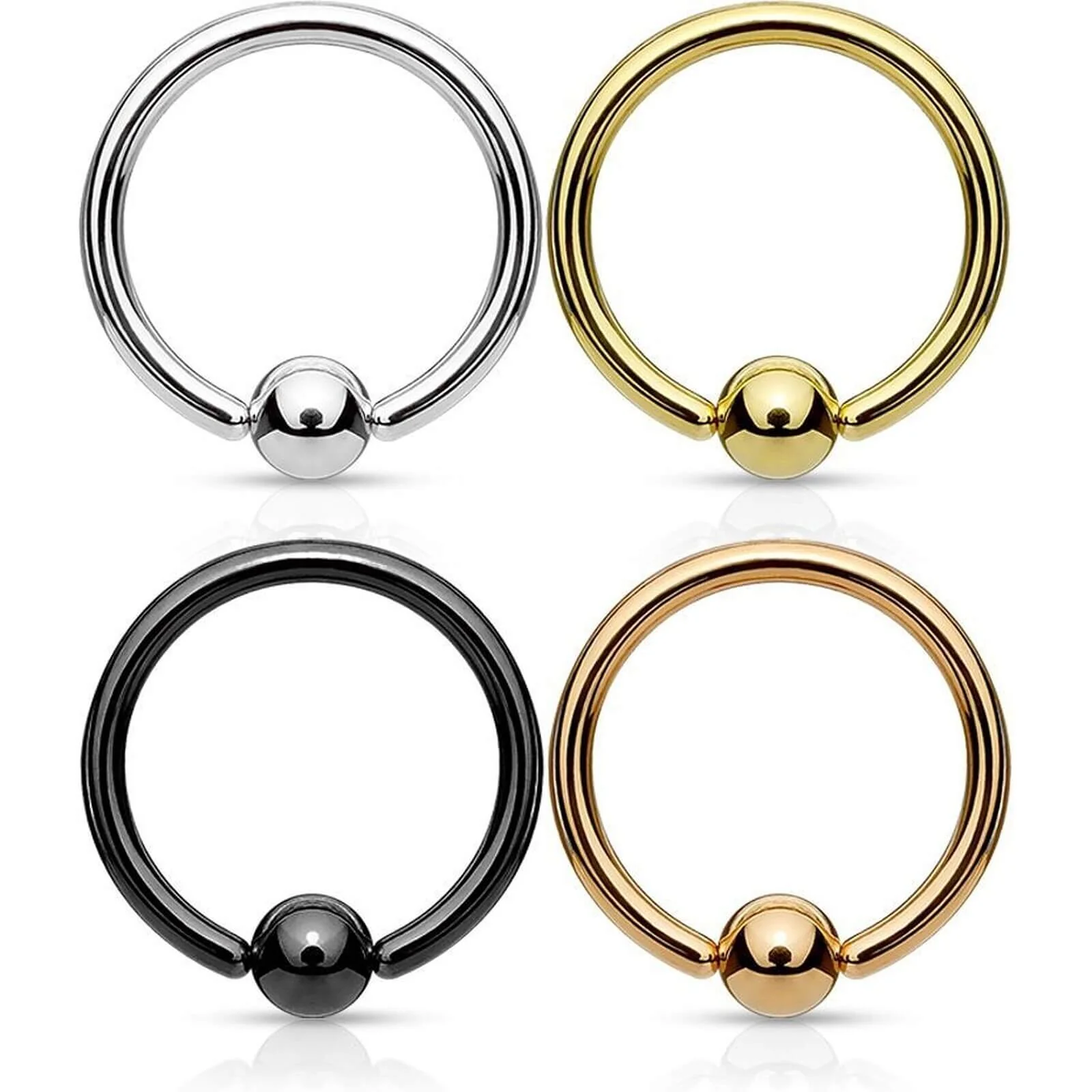 Kółko z kulką zapięcie captive bead, 4 sztuki