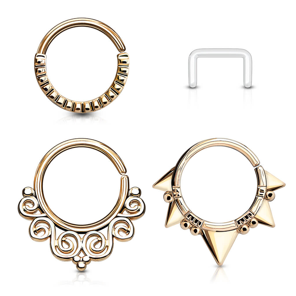 Septum zestaw kółko retainer kolczyk rozginany, 3 sztuki - Image 5